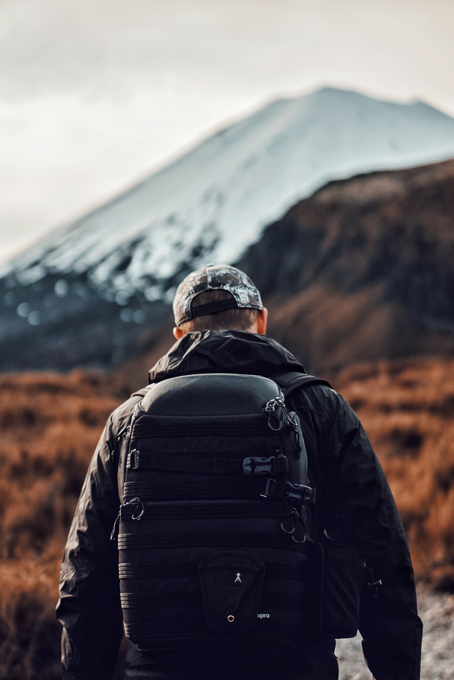 Photographer with backpack